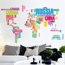 World Map Art Wall Decal Kid Study Office Chalkboard Decorative Wall Stickers,Removable World Map Wall Stickers